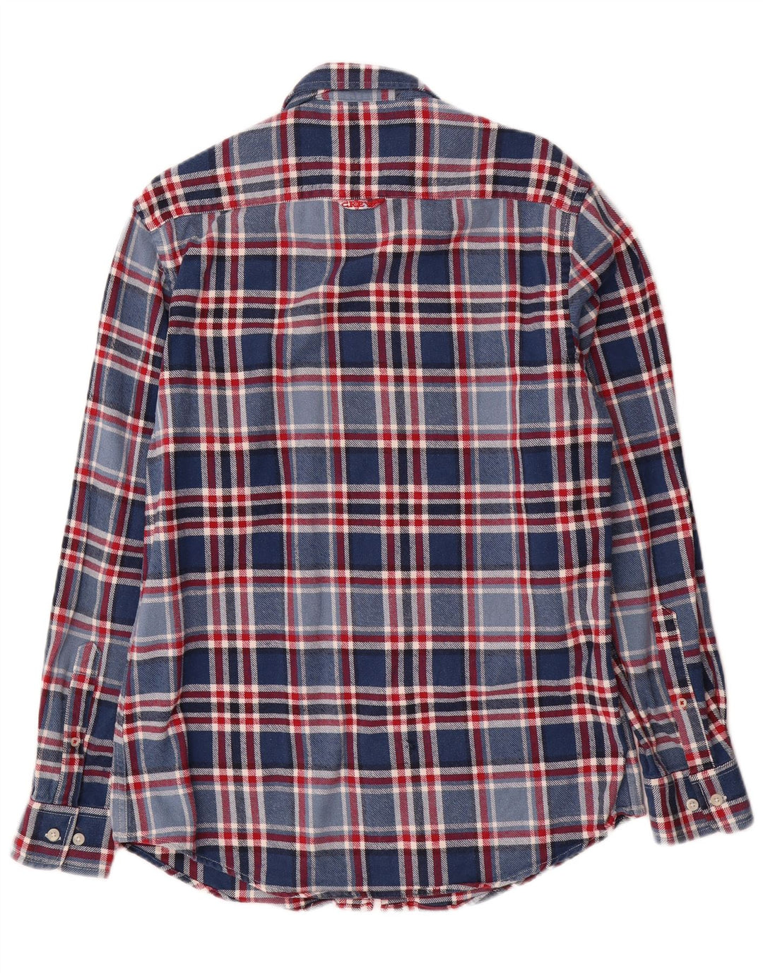 Crew Clothing Chemise en flanelle coupe ajustée pour homme en coton à carreaux bleu moyen