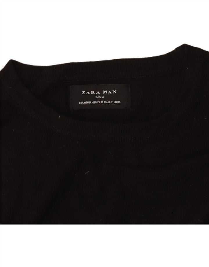 Zara Pull à col rond pour homme Noir moyen