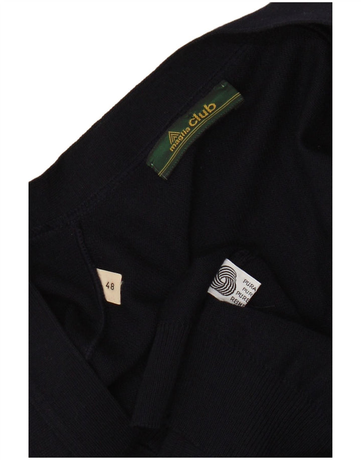 MAGLIA CLUB Pull Cardigan sans Manches Homme IT 48 Laine Bleu Marine Moyen