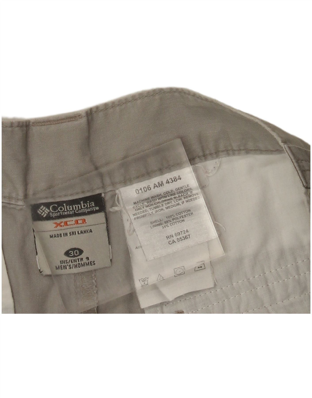 Columbia Short Cargo W30 Homme Gris Moyen Coton