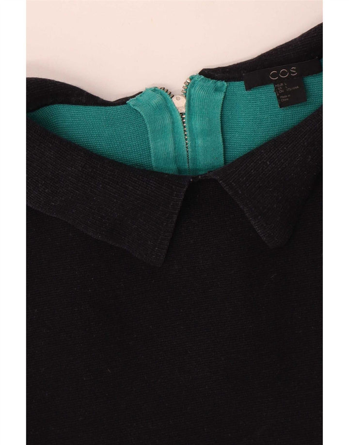 Cos Robe droite pour femme UK 16 Grand coton color block noir