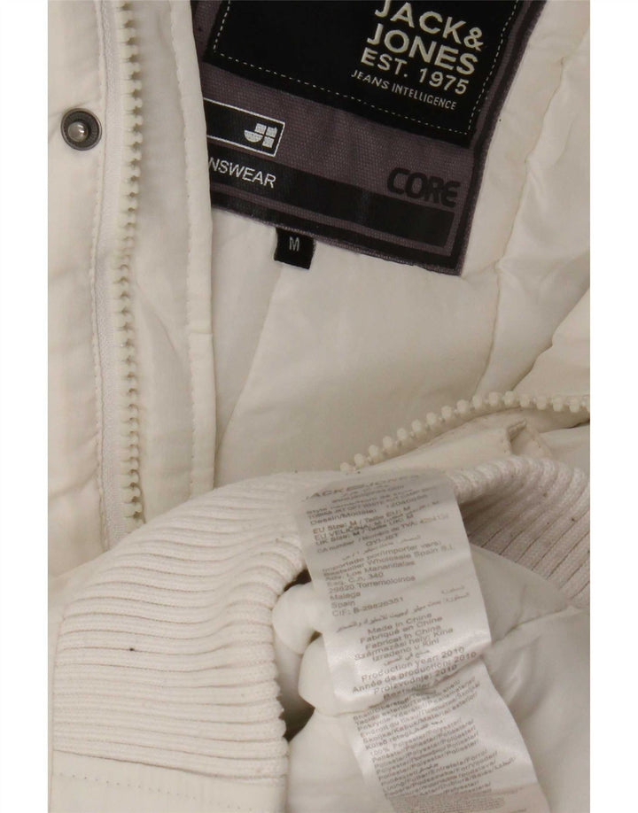 Jack & Jones Veste Bomber À Capuche Homme UK 38 Medium Blanc Polyester