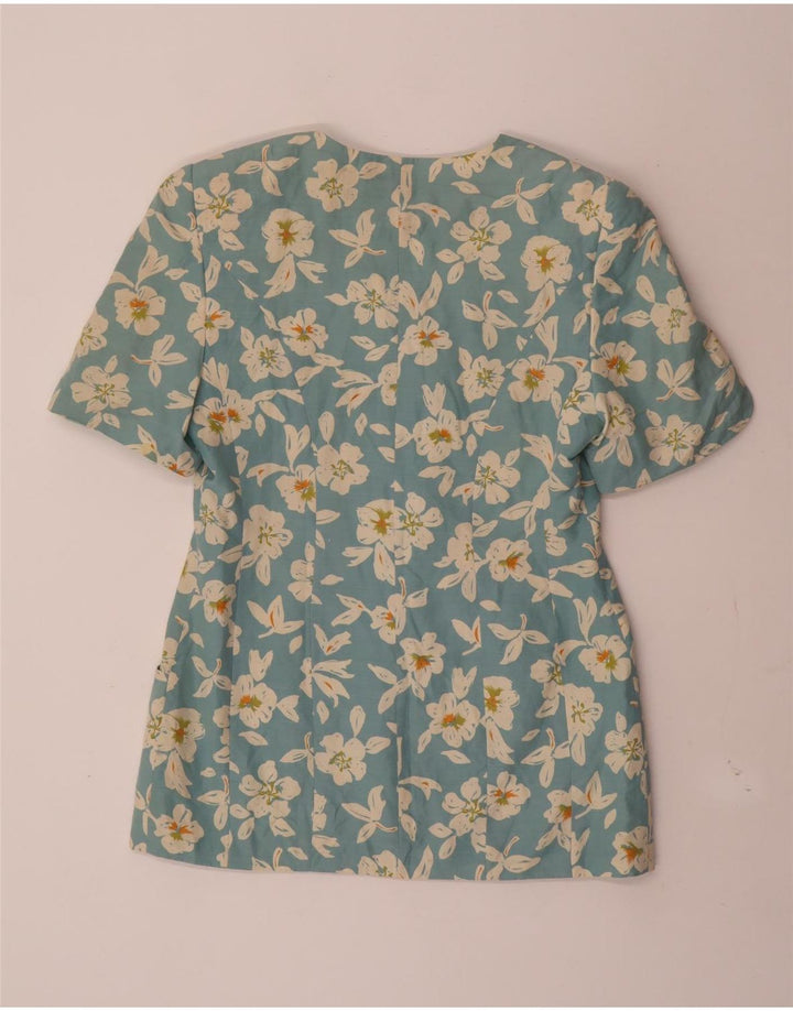 Franco Callegari Veste blazer à 4 boutons pour femme UK 12 Bleu moyen floral