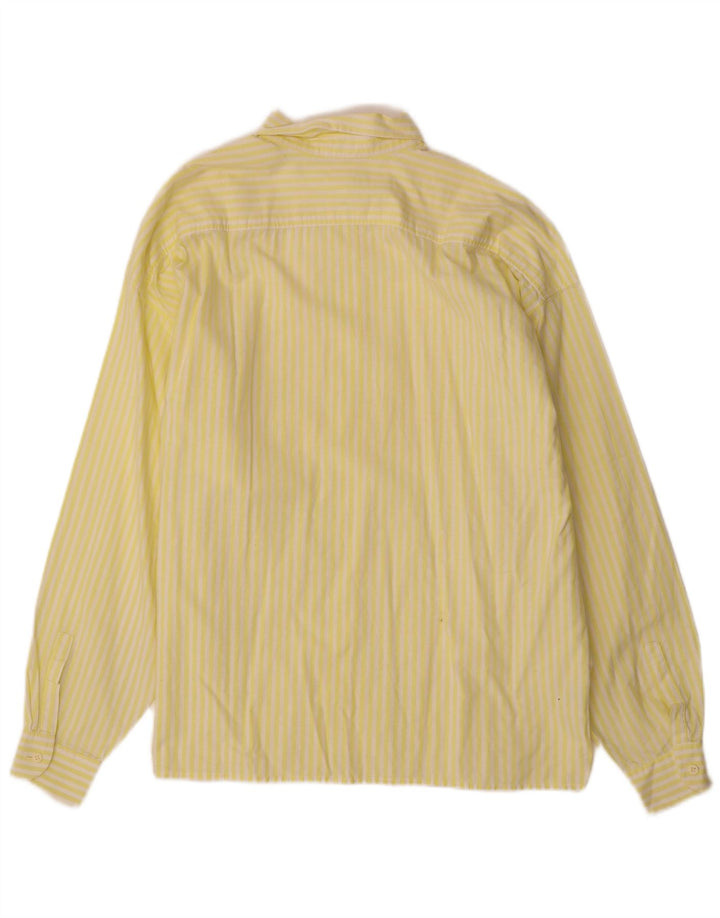 BENETTON Chemise Oversize Femme IT 46 Large Jaune Rayé Coton