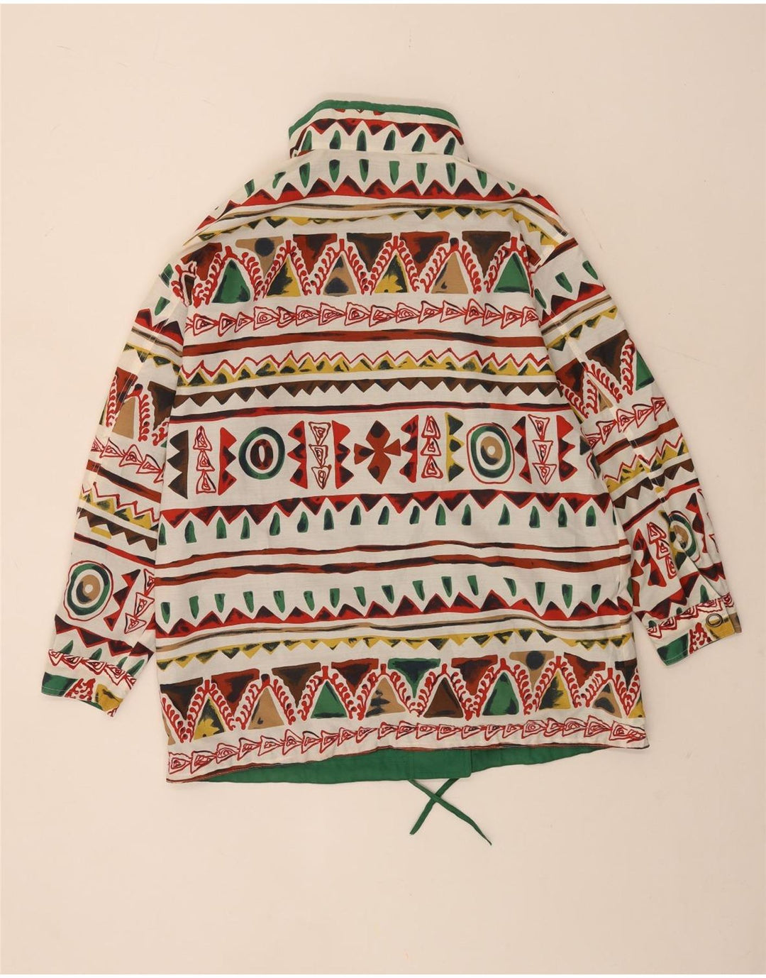 vintage Femme Veste réversible à capuche UK 16 Grand Vert Géométrique