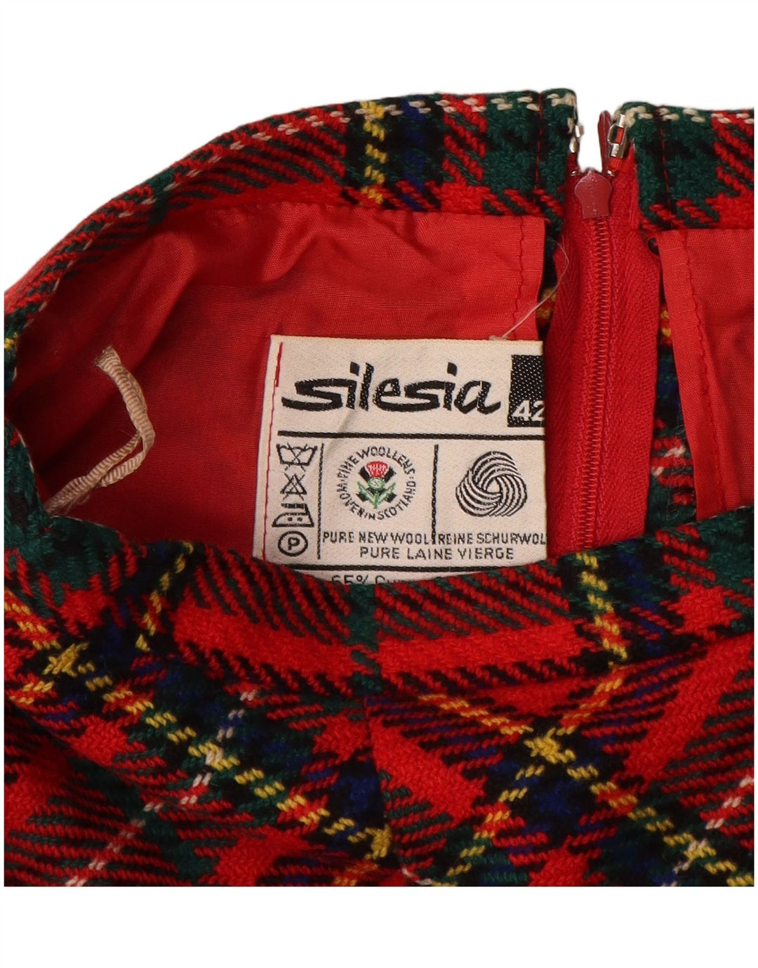 SILESIA Jupe évasée taille haute pour femme EU 42 Large W28 L28 Rouge à carreaux