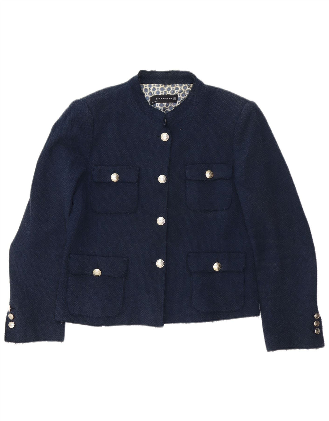 Zara Veste Blazer 4 Boutons Femme UK 18 XL Acétate Bleu Marine