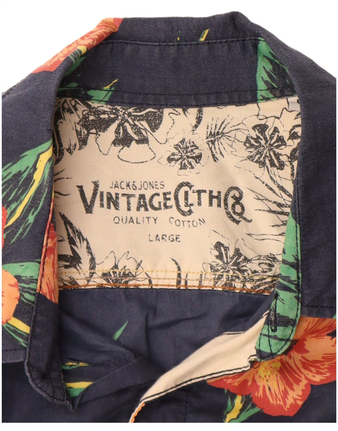 JACK & JONES Chemise à Manches Courtes Homme Large Bleu Marine Coton Floral