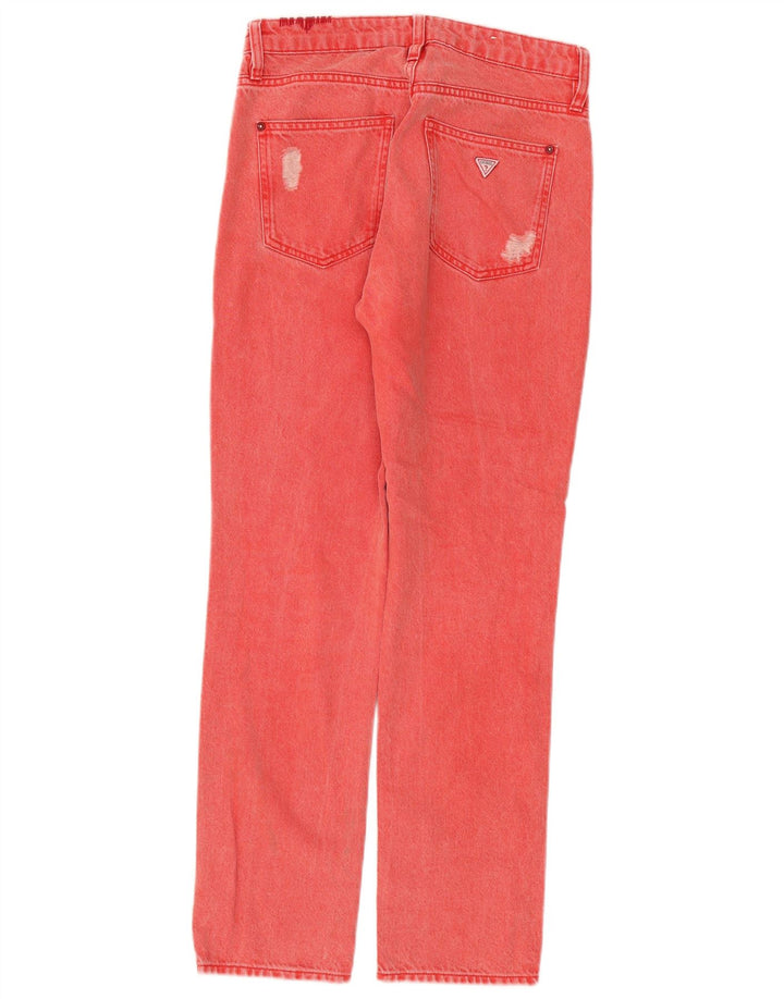 Guess Jean droit vieilli W26 L28 en coton rouge pour femme