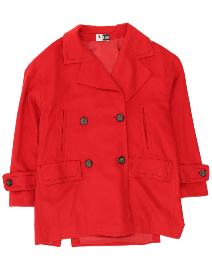 vintage Femme Double Breasted Coat IT 42 Laine Rouge Moyenne