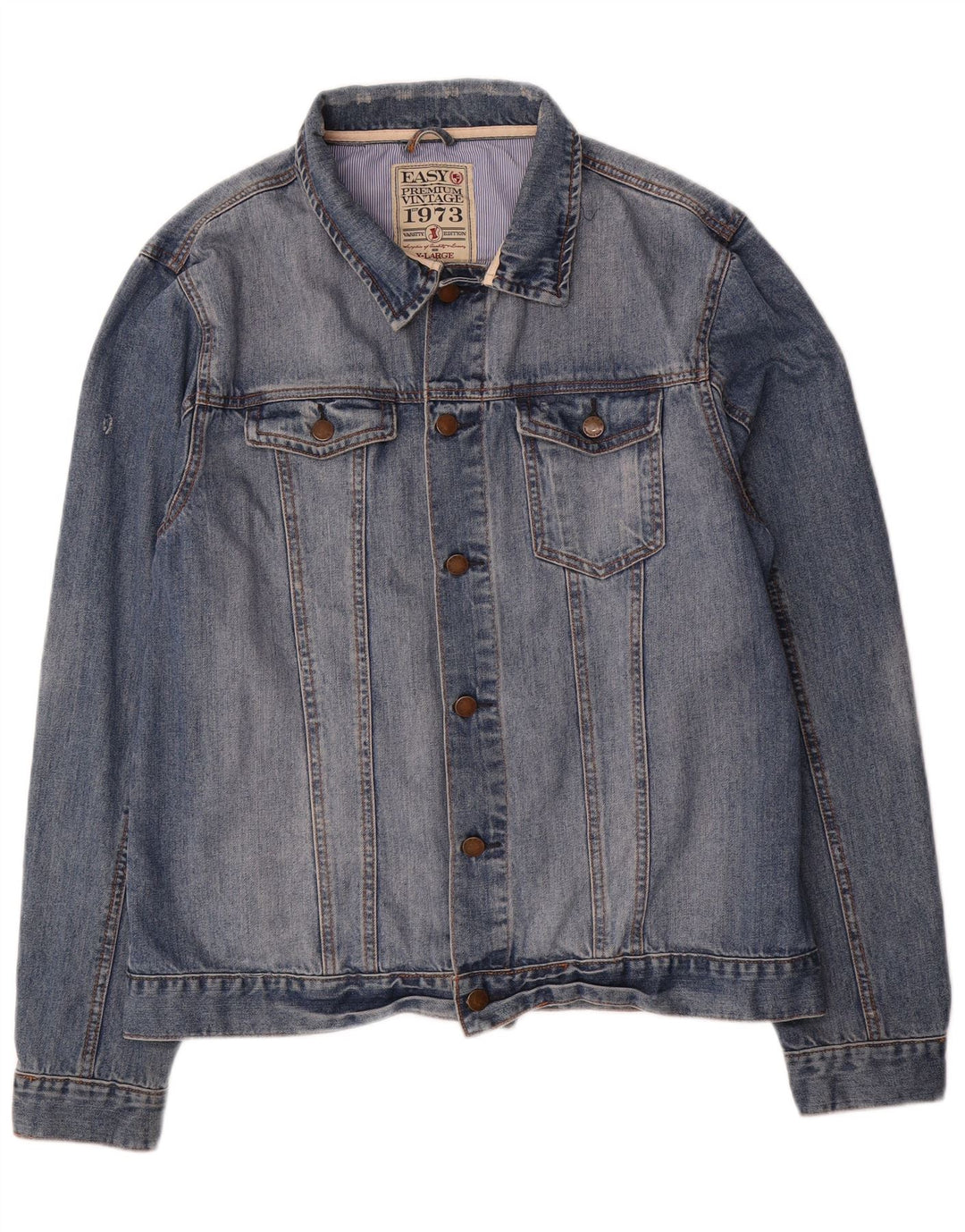 Easy Mens Denim Jacket UK 40 Grand Bleu Coton