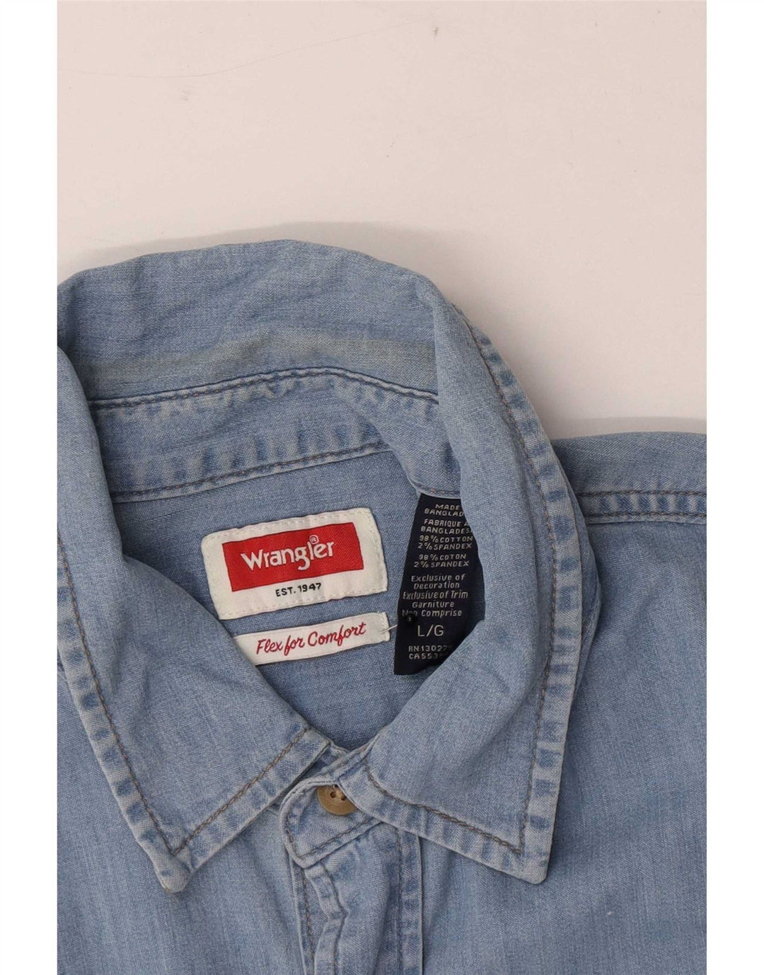 Wrangler Chemise en jean coupe droite pour homme en coton bleu moyen