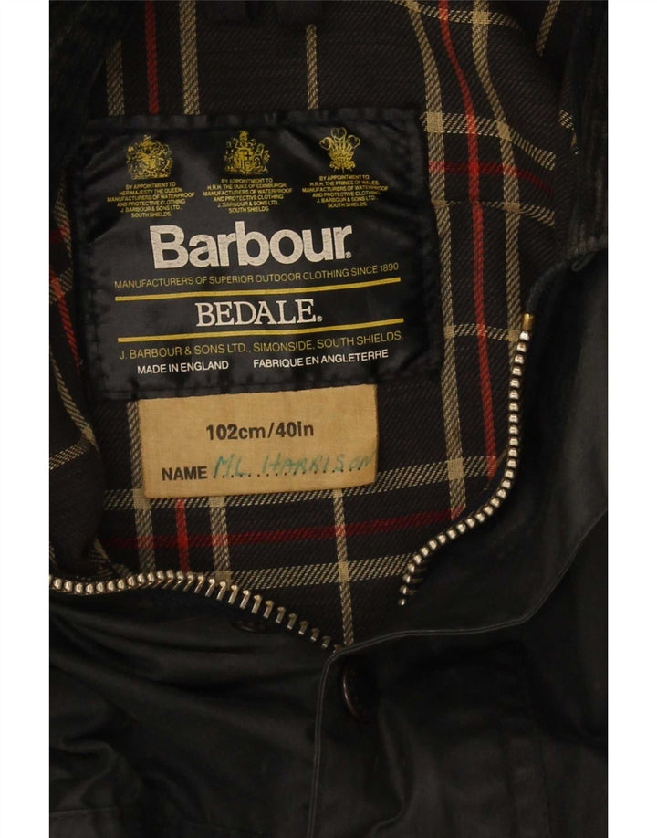 Barbour Mens Bedale Veste en coton ciré Taille 40 Moyen Noir
