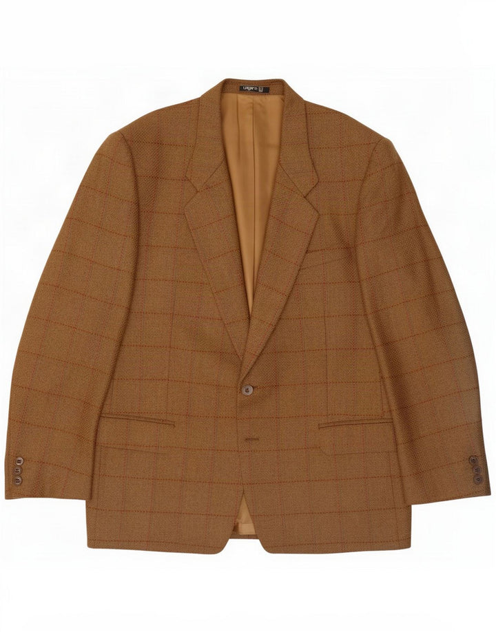 Ungaro Veste blazer 2 boutons pour homme IT 52 XL Laine vierge à carreaux kaki