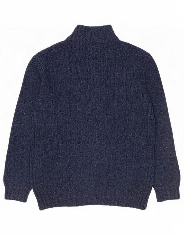 John Lewis Pull col zippé pour homme en laine mouchetée bleu marine moyen