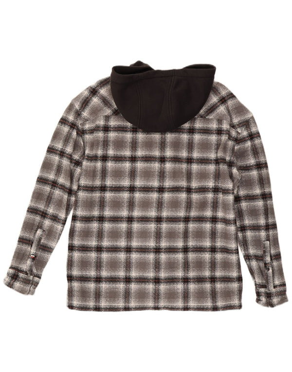 Tommy Hilfiger Surchemise à capuche en flanelle pour homme Gris moyen à carreaux en coton