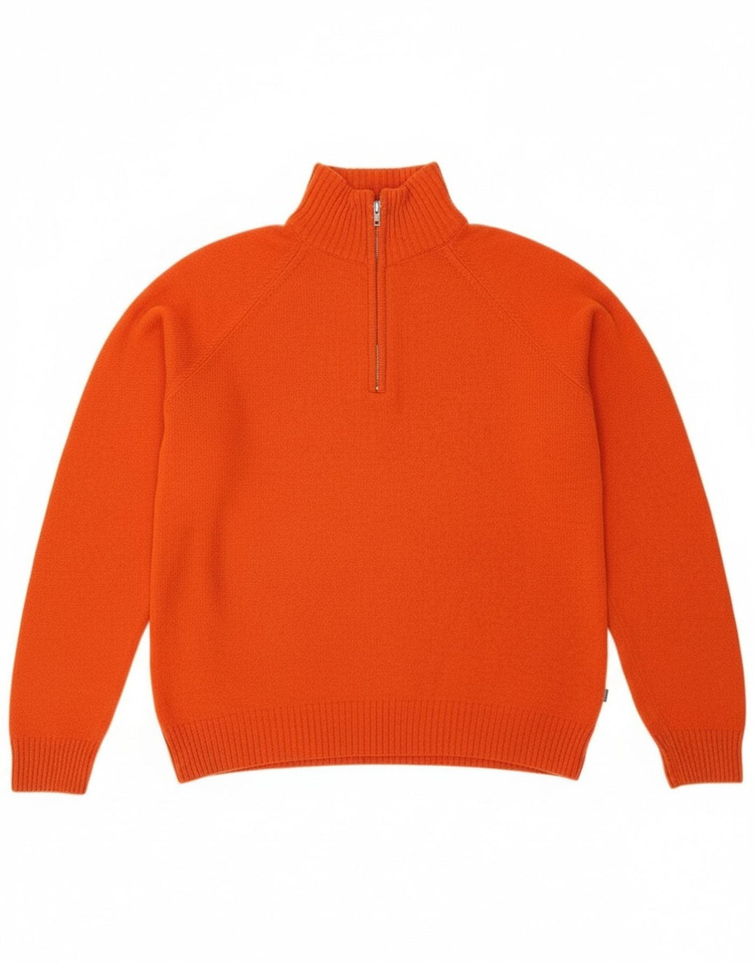 Asics Pull Col Zippé Homme Orange Moyen Laine