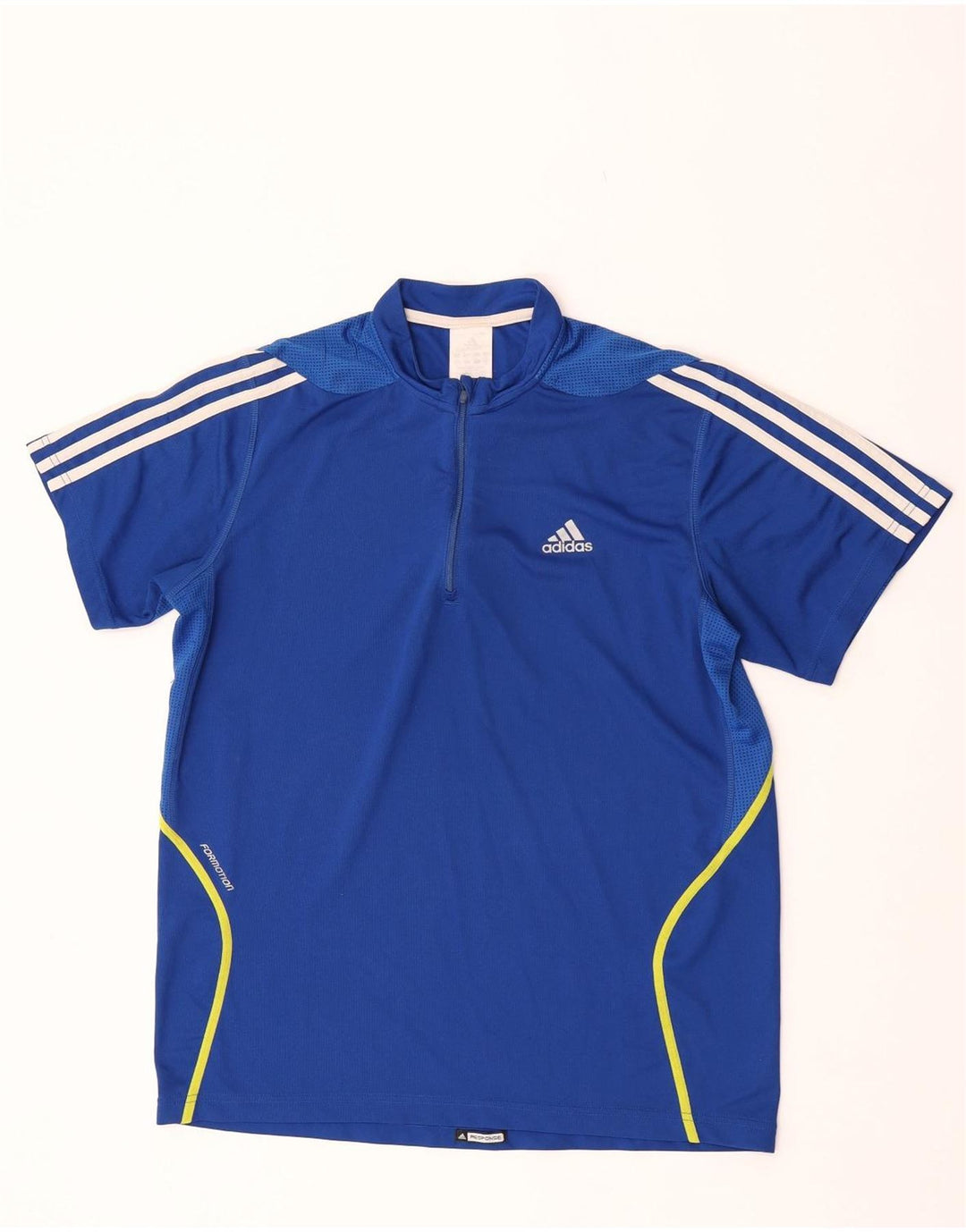 Adidas T-shirt à col zippé pour homme Bleu moyen Polyester
