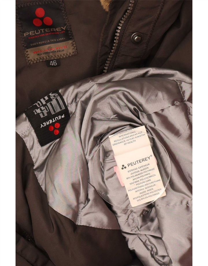 PEUTEREY Veste matelassée à capuche pour femme IT 46 Large Marron Polyamide