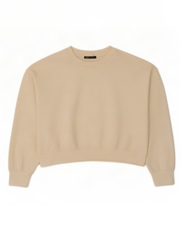 Zara Femme Crop Oversize Sweatshirt Jumper UK 14 Medium Off White