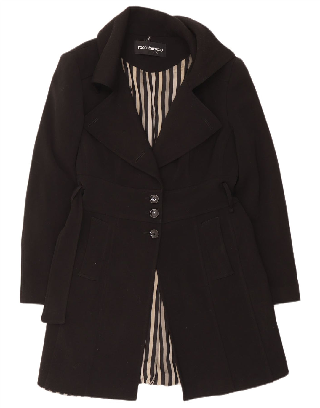 Roccobarocco Pardessus Femme IT 48 XL Noir Polyester