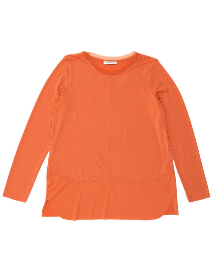 Zara Femme Top Manches Longues UK 14 Polyester Orange Moyen