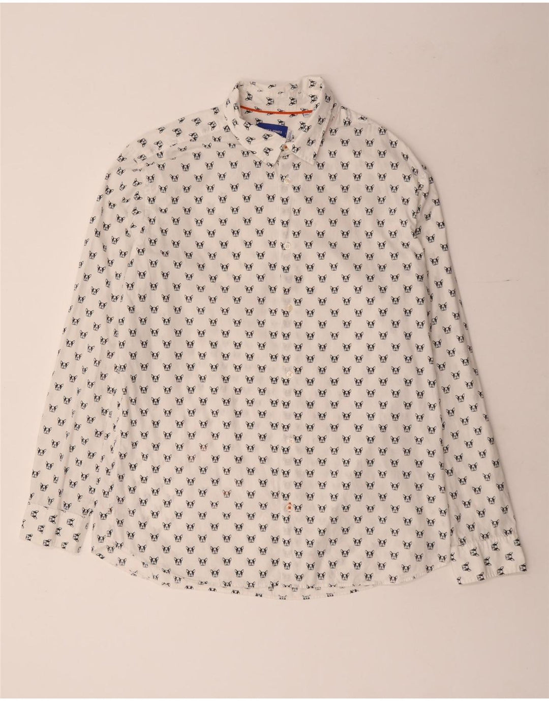 JACK & JONES Chemise Homme 2XL Blanc Tacheté Coton