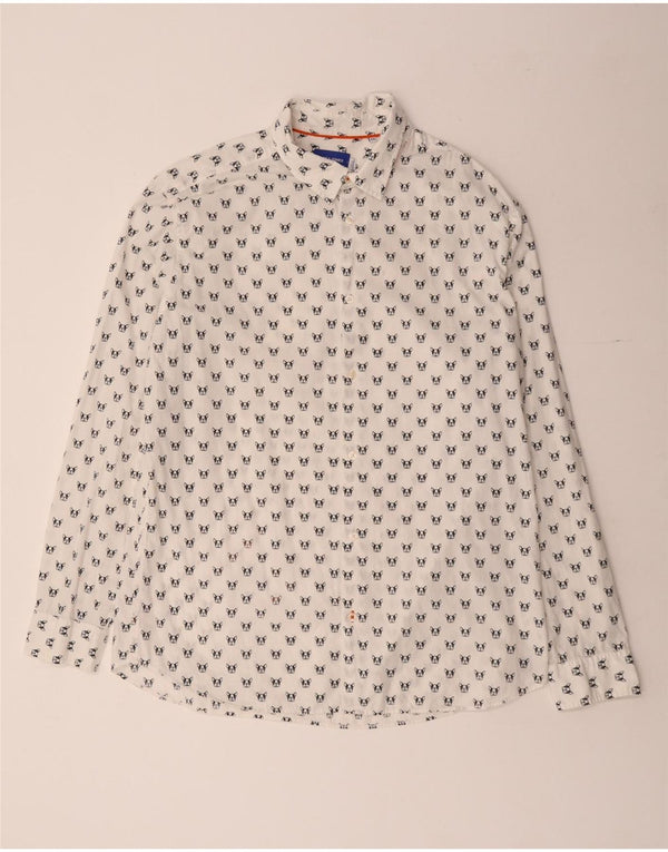 JACK & JONES Chemise Homme 2XL Blanc Tacheté Coton