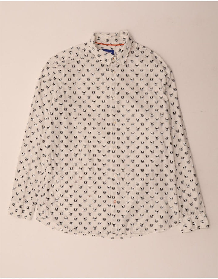 JACK & JONES Chemise Homme 2XL Blanc Tacheté Coton