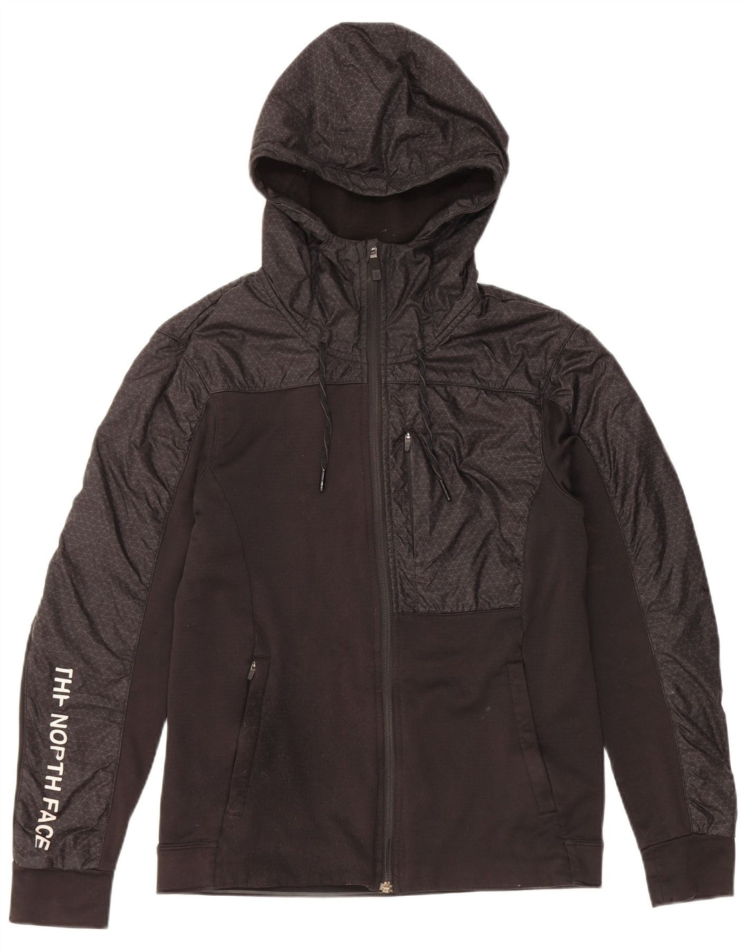 The North Face Pull à capuche zippé graphique pour homme Petit noir géométrique