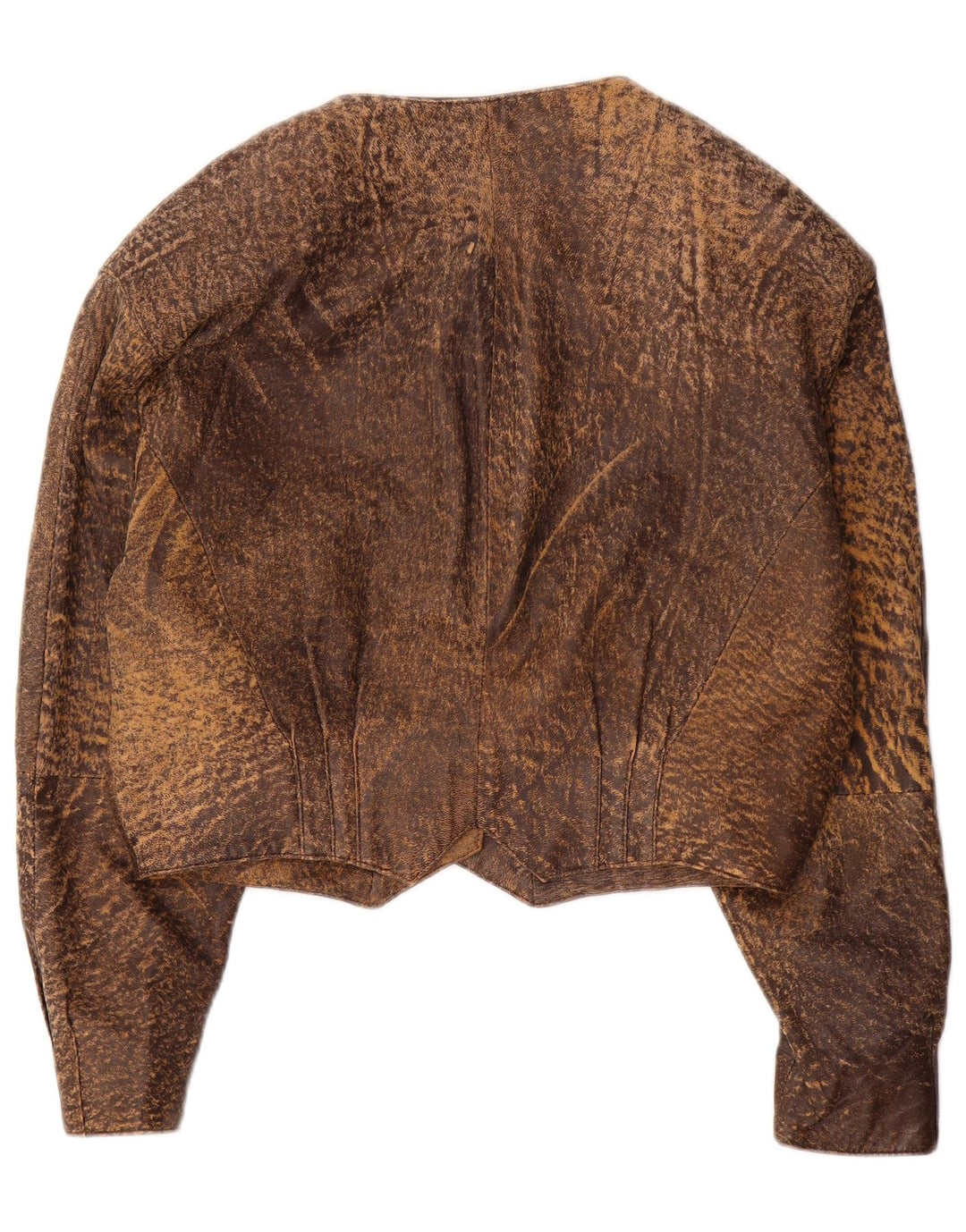 veste en cuir crop femme vintage IT 42 Cuir imprimé animal brun moyen