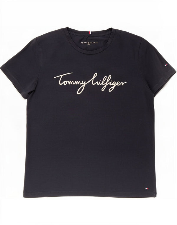 Tommy Hilfiger Womens Graphic T-Shirt Top UK 22 3XL Navy Blue Cotton