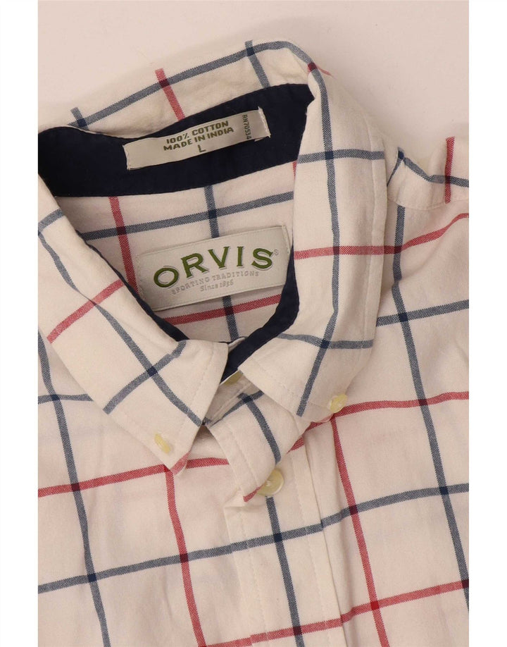Orvis Chemise à manches courtes pour homme en coton à carreaux blancs