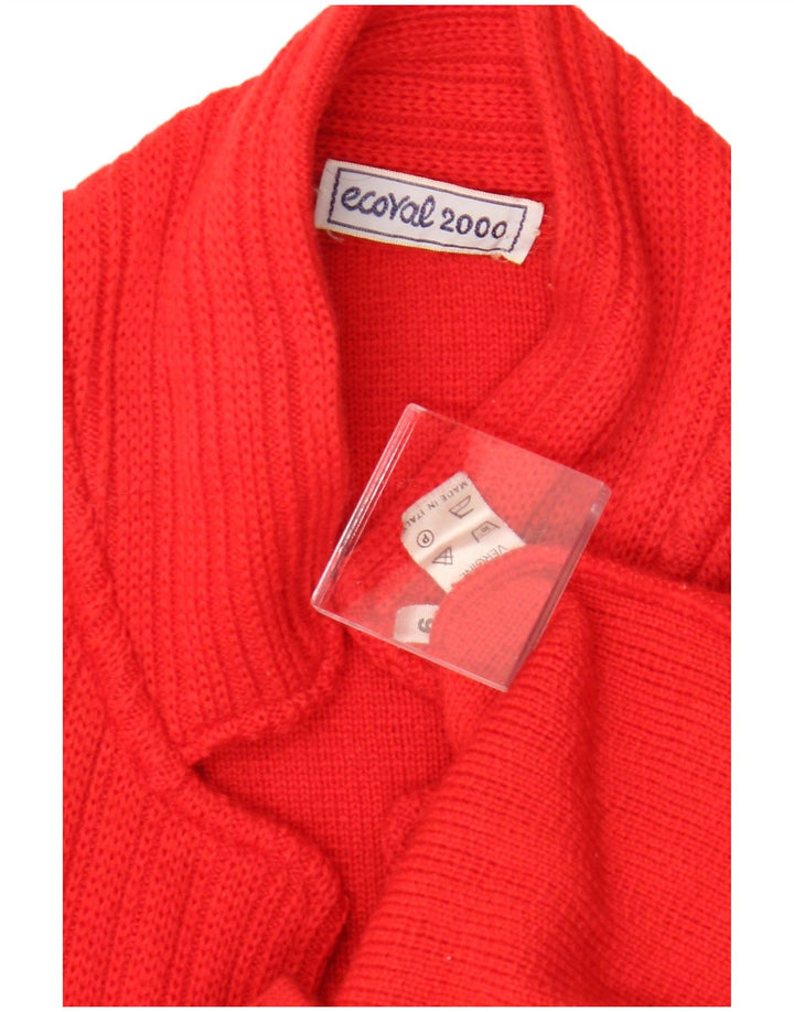 vintage Femme Cardigan Pull US 6 Laine Vierge Rouge Moyenne