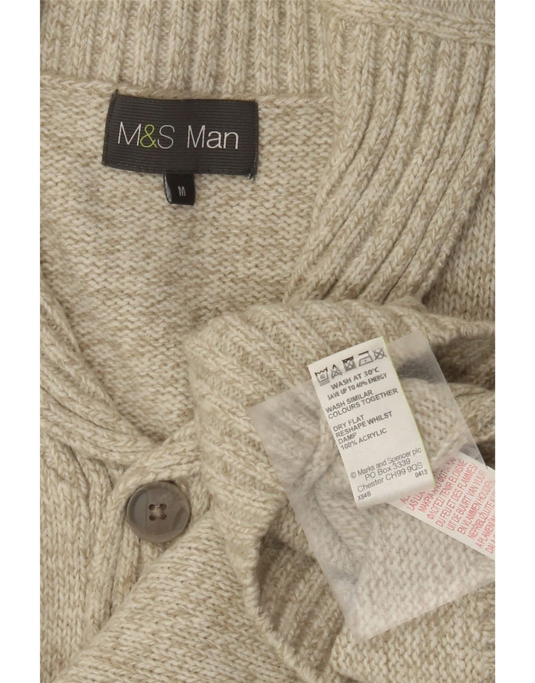 Marks & Spencer Pull col châle pour homme en acrylique moucheté vert moyen
