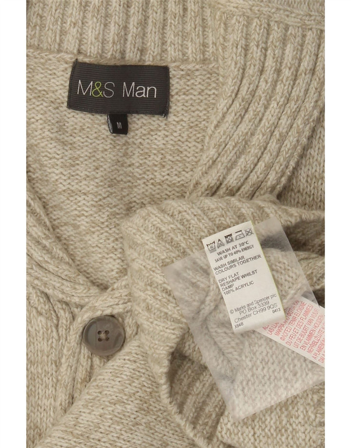 Marks & Spencer Pull col châle pour homme en acrylique moucheté vert moyen