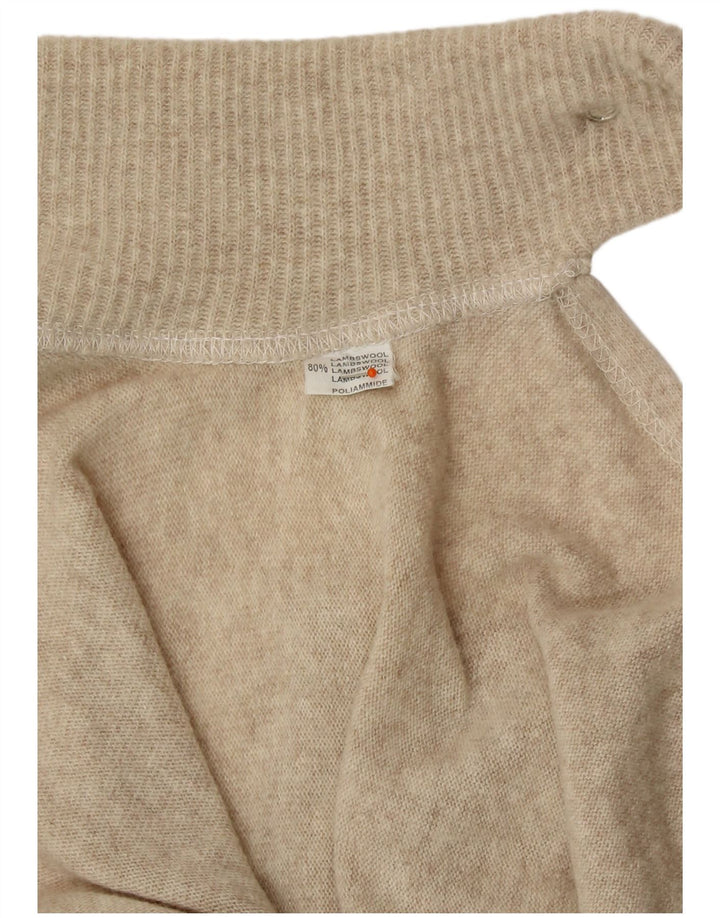 VINTAGE Poncho Jumper Femme Taille Unique Beige Laine d'Agneau
