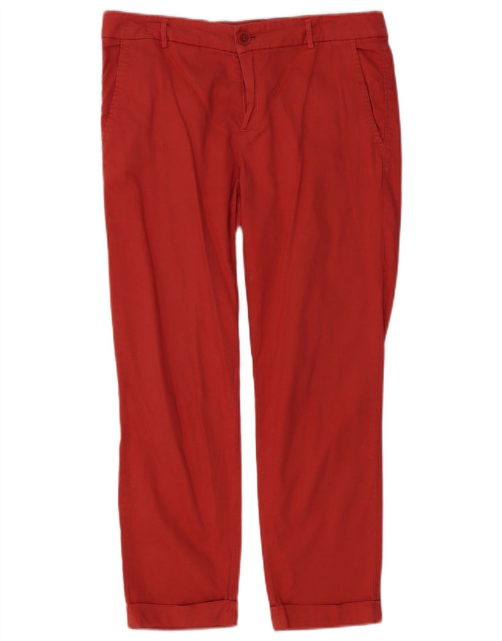 BENETTON Pantalon court droit pour femme UK 10 Small W31 L25 Coton rouge