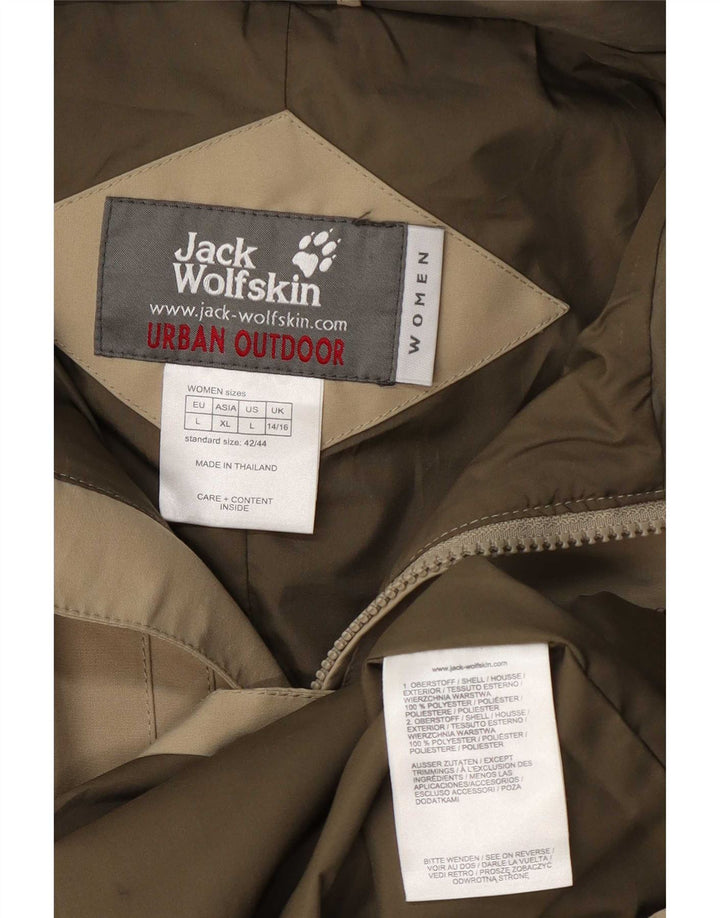 Jack Wolfskin Veste utilitaire à capuche pour femme UK 14/16 Large Kaki Polyester
