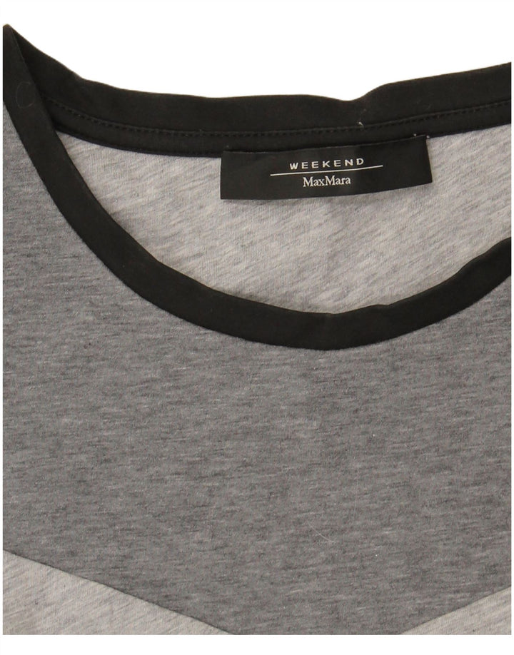 MAX MARA T-shirt week-end pour femme UK 16 Large Gris Colorblock