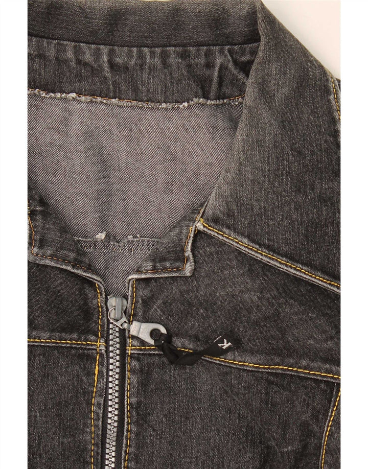 Vintage Womens Denim Jacket UK 14 Medium Grey