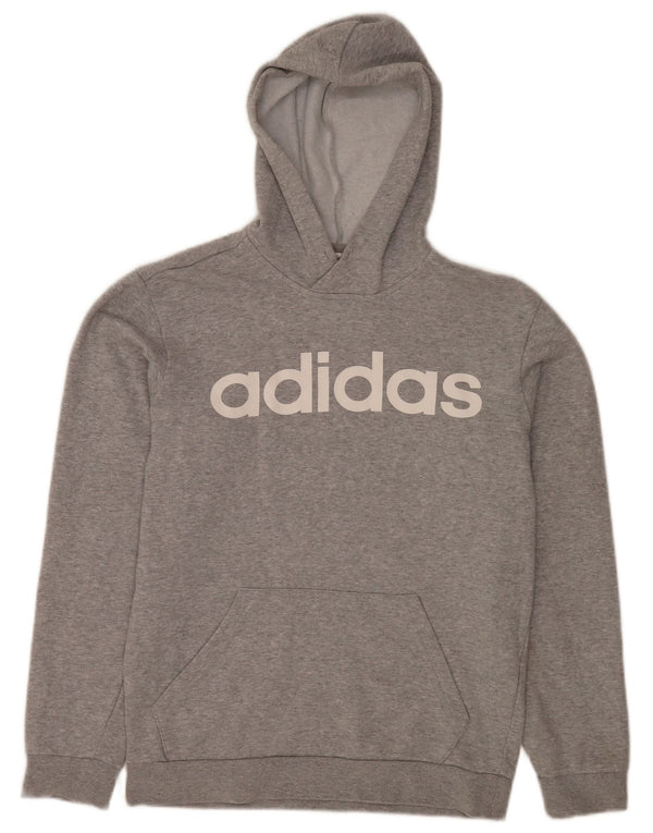 Adidas Pull à capuche graphique pour homme, petit, gris, coton moucheté, sport