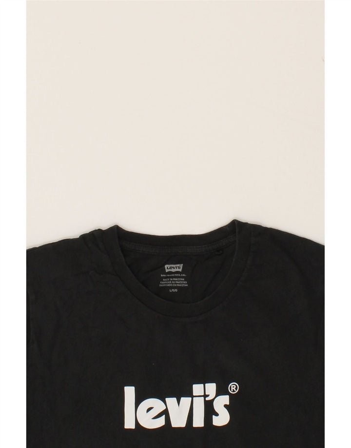 LEVI'S Womens Graphic Vest Top UK 16 Large Black Cotton Vintage Levi's and Second-Hand Levi's from Messina Hembry 