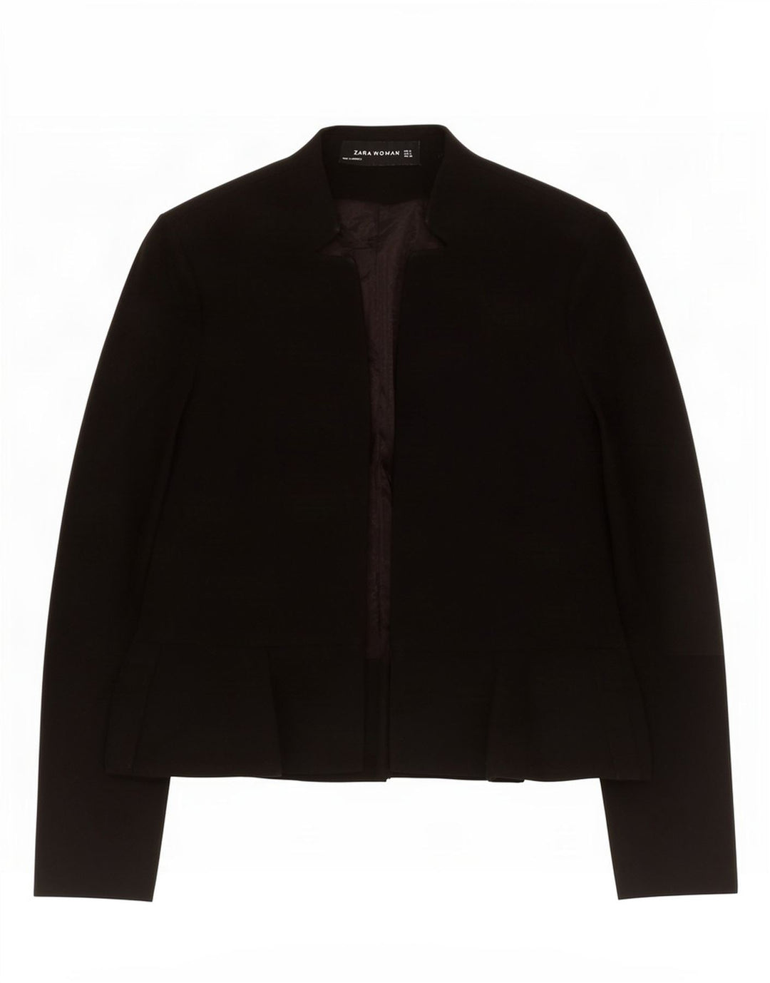 Zara Veste Blazer Ouverte Femme UK 10 Petit Noir