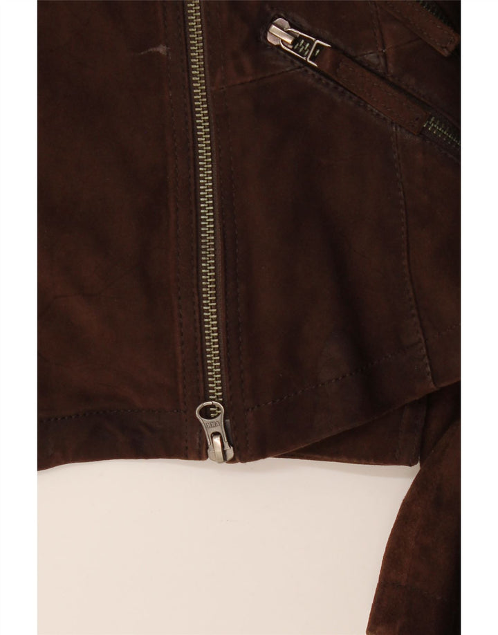 On Stage Veste de motard en cuir pour femme IT 38 XS Cuir color block marron