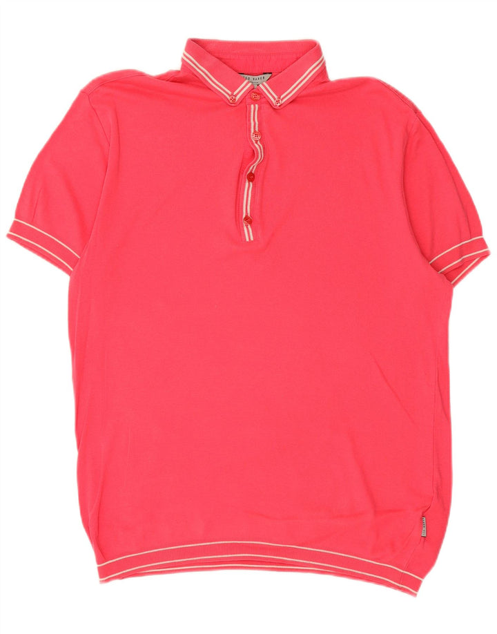 Ted Baker Pull col polo pour homme Taille 3 Rose moyen rayé