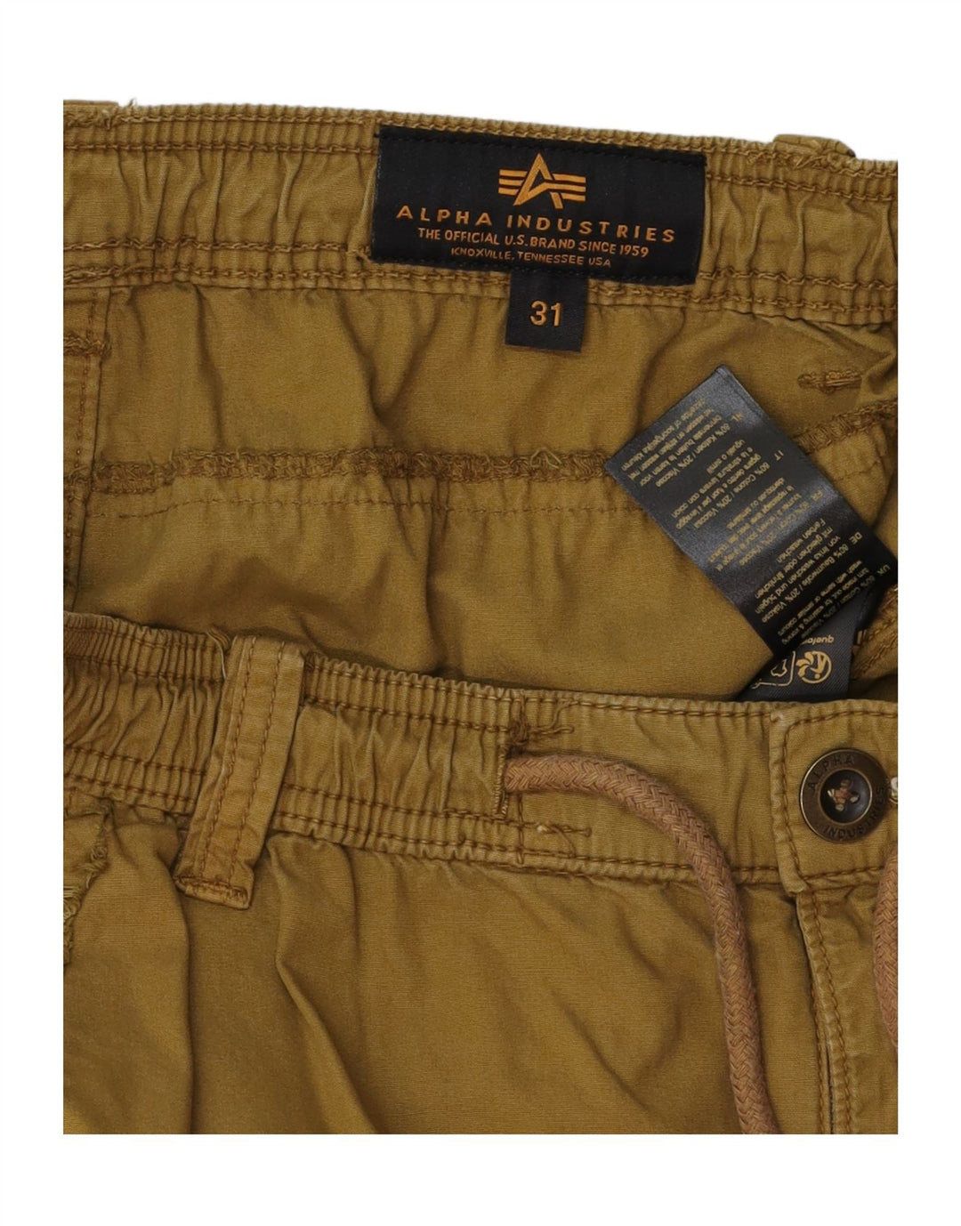 Alpha Industries Short Cargo Homme W31 Coton Kaki Moyen