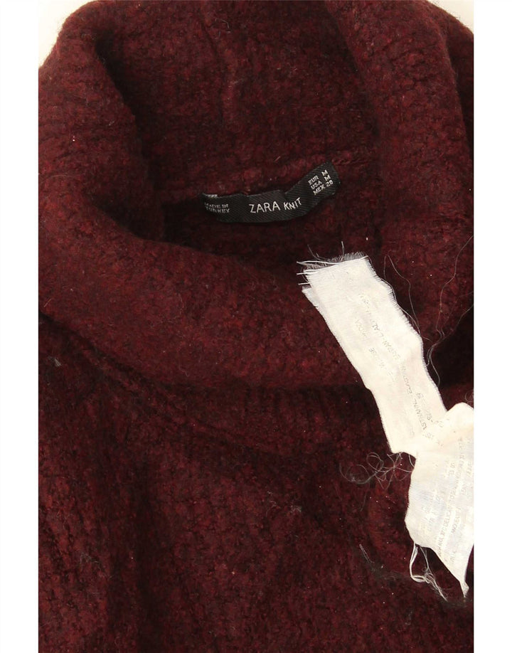 Zara Pull surdimensionné à col roulé pour femme UK 14 Viscose marron moyen