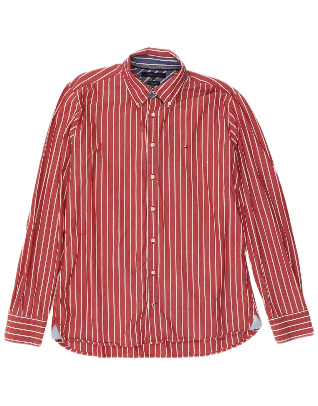 Tommy Hilfiger Chemise sur mesure pour homme en coton à fines rayures rouge moyen