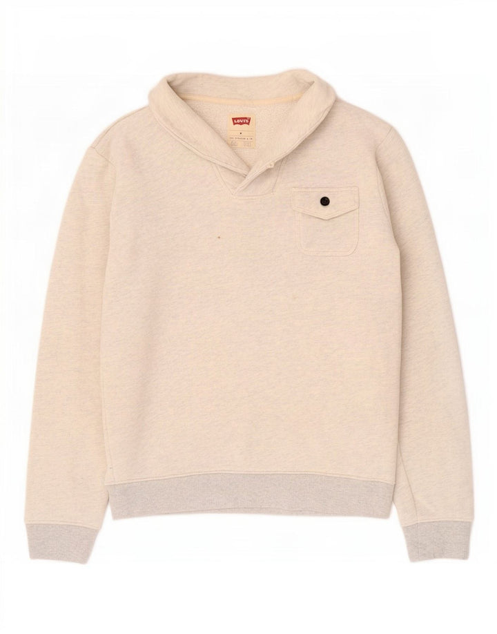 Levi's Sweat-Shirt à Col Châle Homme Gris Moyen Moucheté Coton